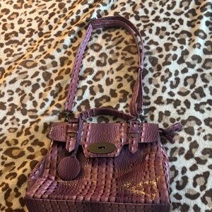 Elegant Pink Crocodile-Embossed Handbag
